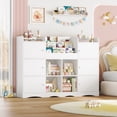 thumbnail image 2 of Hiphuta 55"In Kids Bookcase with Toy Storage Organizer, Wood Bookcase Toy Chest of 10 Compartments, Bookshelf for Kids Bedroom Classroom, White, 2 of 6