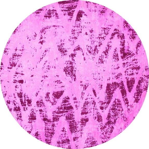 Ahgly Company Indoor Round Abstract Pink Modern Area Rugs, 5' Round