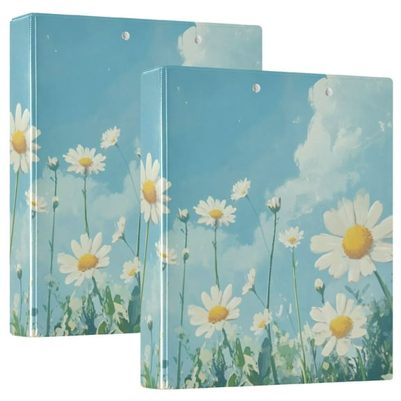 Spring Flowers Painting 3 Ring Binders 1.5 inch Hardcover File Folders with Interior Pockets A4 Size Organizer for School Office Hospital