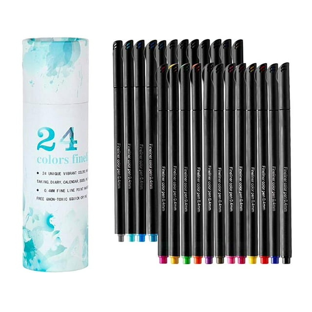 simhoa 12/24 Colors Fine Tip Colored Writing Drawing Markers Pens Fine Pens Highlight 24pcs boxed