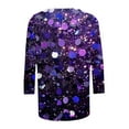 thumbnail image 5 of Women 3/4 Sleeve Shirts Christmas Pullovers Christmas Tree Printed Tees Santa Claus Graphic Sweatshirt Loose Casual Outfits Garland Clothes Shining Stars Garments Tops, 5 of 5