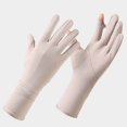 thumbnail image 2 of Lispipm Unisex Ice Silk Cool Touching Screen Gloves UV Sun Protected Breathable Full Finger Glove Fishing Travel Summer Accessory Beige, 2 of 4