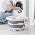 thumbnail image 4 of Collapsible Laundry Basket, 42L Foldable Pop Up Laundry Hamper with Handles, Plastic Dirty Clothes Storage Organizer for Bathroom Bedroom Dorm, Grey, 4 of 7