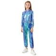 thumbnail image 6 of iiniim Boys Girls Hip Hop Modern Dance Outfit Shiny Metallic Long Sleeve Jacket and Pants Set Tracksuit Blue 10, 6 of 7