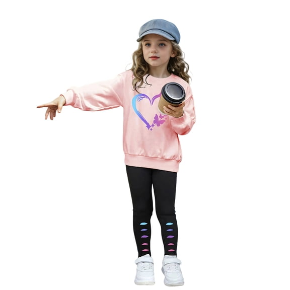 MuXiKeJi Clothes girls valentines day outfit size 8,Infant Baby Girl Clothes Cute Print Trendy Sweatshirt Pullover Tops   Joggers Pants Children Fall Coat Kids