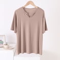 thumbnail image 2 of Loopsun Plus Size Womens Summer Tops, Women's Solid V-neck Short Sleeved Loose Top Short Sleeved V-neck Top/shirt Khaki L, 2 of 5