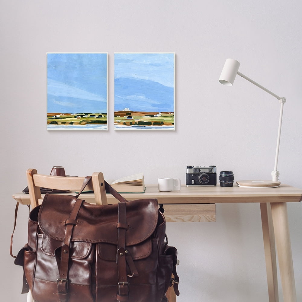 Stupell Industries Abstract Seaside Town Landscape Soft Blue Green Canvas Wall Art by Emma Scarvey