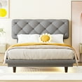 thumbnail image 6 of DreamBuck Twin Size Floating Bed, Linen Fabric Upholstered Platform Bed with Light Stripe, Bed Frame with Tufted Headboard, Wood Twin Bed Frame for Boys, Girls, No Box Spring Required, Gray, 6 of 9