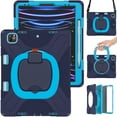 thumbnail image 2 of For iPad Air 13 inch M3 2025/M2 2024 Case, 360 Rotatable Handle Stand, Shoulder Strap, Drop-Proof Design, NavyBlue Blue, 2 of 7