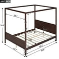 thumbnail image 2 of Queen Size Metal Canopy Bed Frame, Modern Four-Poster Platform Bed Frame, Wood Mattress Foundation with Metal Slat Support/Under-Bed Storage Space/No Box Spring Needed,Espresso, 2 of 9