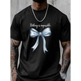 thumbnail image 6 of Men's T-Shirt Blue Bow Nothing Is Impossible Short Sleeve Casual Tee Classic Crew Neck T-Shirt for Men, Black L, 6 of 6