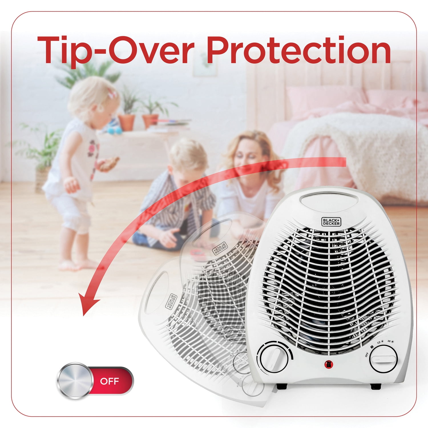 BLACK+DECKER 1,500-Watt-Max Personal Desktop Heater with Fan Setting, White