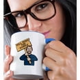 thumbnail image 2 of 3dRose, Funny Humorous Man Guy With A Sign Will Work For Bagels, 11oz Two-Tone Blue Mug, 2 of 7