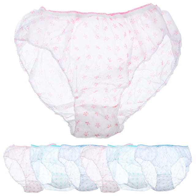 7pcs Postpartum Disposable Underwear Maternity Panties Briefs Postpartum Non-woven Underpants - Size L (Mixed Color)