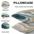 thumbnail image 5 of Throw Pillow Covers 16x16 Inch Set of 2, Beige Teal Ombre Waterproof Outdoor Pillow Covers, Modern Geometric Aesthetics Abstract Decorative Cushion Pillowcases for Couch, Sofa, Bed, Garden, Patio, 5 of 9