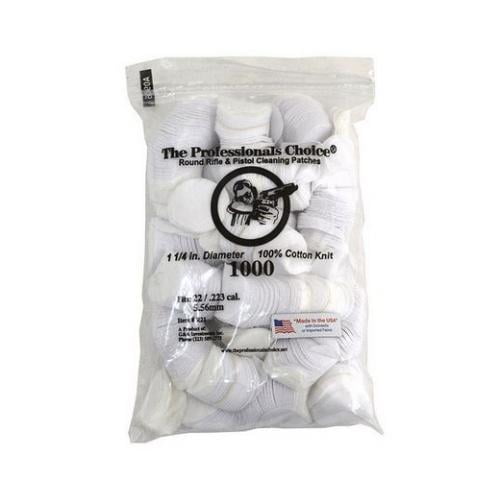 Professional's Choice Gun Cleaning Patches (1000 Pack) Cotton Knit 1.25" Round, .22/.223 cal