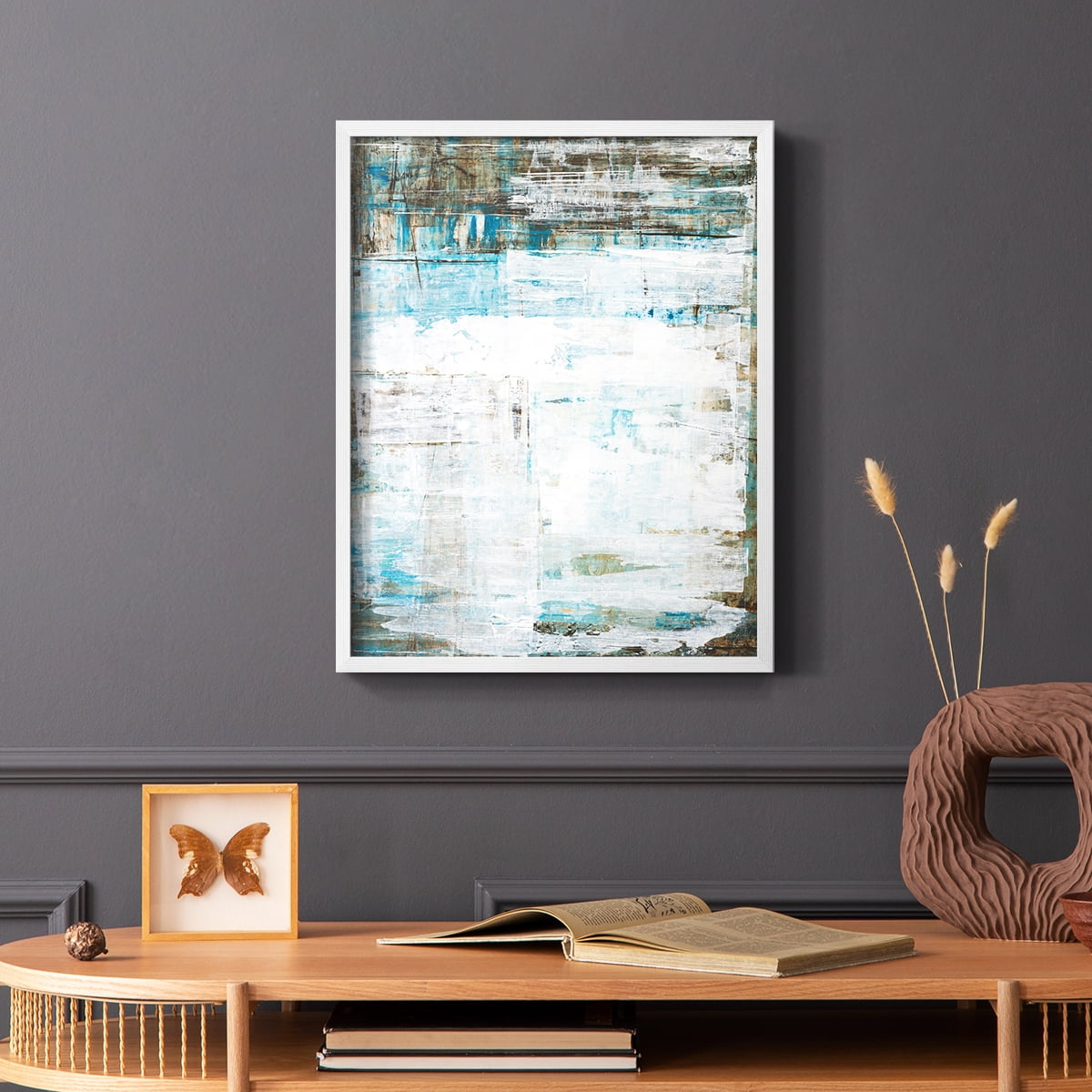 Beach Glass Framed Print in White Solid Wood Framed Print No Nail Hanging