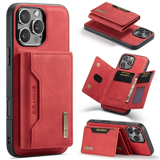 2 in 1 Detachable Wallet with Card Holder Magnetic Phone Case for IPhone 13 12 Mini 16 15 Plus14 13 11 Pro Max PU Leather Cover Red For iPhone 16 Plus