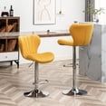 thumbnail image 2 of Yellow , Of 2 - Swivel & Adjustable, Thick Padded Seat, Vertical Line Pattern, Elegant Look, Comfort Footrest 2pcs Upholstered, Swivel, Velvet Fabric, Foam, Footrest, Finish, Contemporary Style, 2 of 6