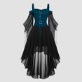 thumbnail image 2 of Dresses For Women Plus Size Fashion Gothic Vintage Midi Dress Croset Long Flare Sleeve Irregular Length Dress Short Sleeve, 2 of 6
