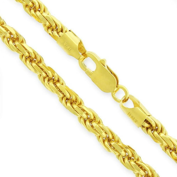 Solid 14K Gold Vermeil Sterling Silver Rope Diamond-Cut Necklace Chains ...
