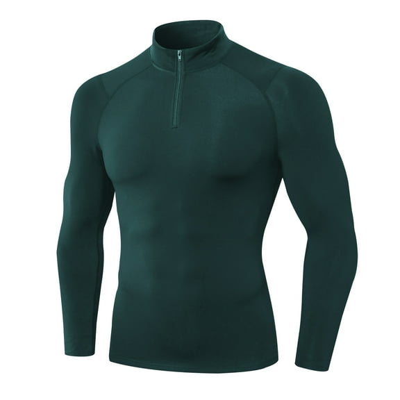 Fesfesfes Long Sleeve Shirt Men Plus Velvet Fitness Clothing High Elastic Warmth Stand-up Collar Sweater Sports Long Sleeves Blouse