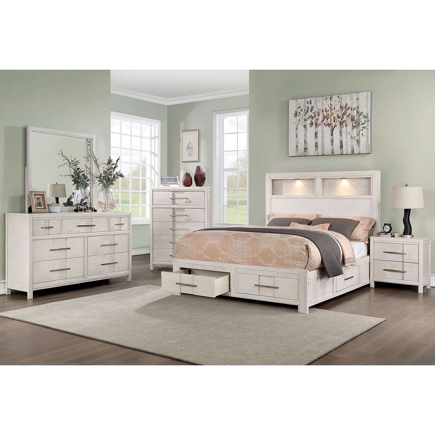 Furniture of America Austin Adult Transitional 5-Drawer Vertical Dresser, White
