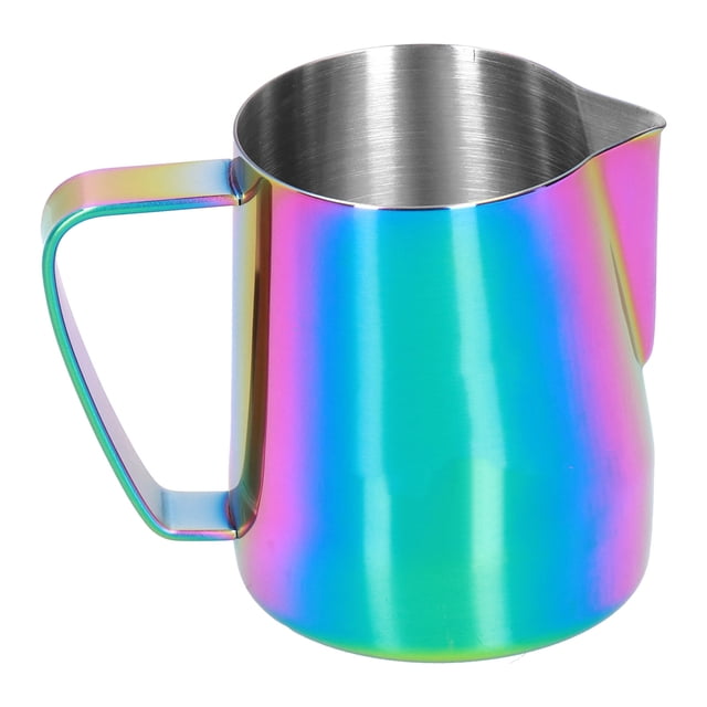 Jarra de espuma de leche de acero inoxidable, taza de espuma de café con boca puntiaguda para cocina casera, colorida, 350ml