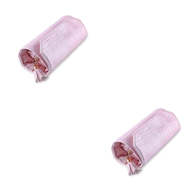 Estuche de exhibición Qarigey Caja de almacenamiento de rollos de pendientes 2piezas multicolor Rosa