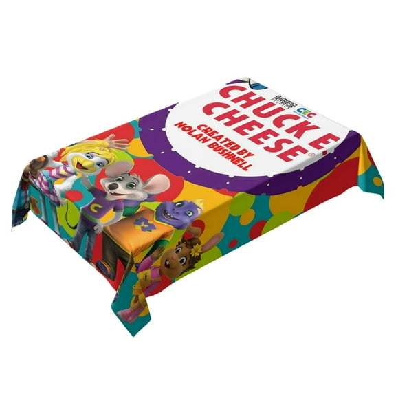 Chuck E Cheese-theme square tablecloth has an iconic print, fits most tables, and is easy to care for perfect gifts for fans friends and family，55" x 71"（140*180cm）