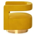 thumbnail image 7 of BELLEZE Swivel Accent Chair, Modern Barrel Chair Comfy Velvet Curved Back Round Chair with Gold Base Wood Frame, 360 Degree Swivel Club Armchair for Living Room, Bedroom, Office - Crown Chair (Yellow), 7 of 7