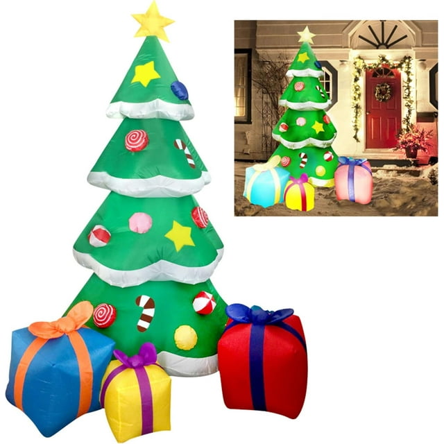 Árbol de Navidad inflable de 2.1 m con luz Decoraciones para fiestas de Navidad, interior, exterior, patio, jardín