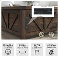thumbnail image 3 of 35.6" Farmhouse Lift Top Coffee Table with Charging Ports,Large Square Coffee Table with Storage, Wood Center Table w/Large Hidden Space for Living Room Home Office,Brown, 3 of 8
