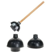 1 Toilet Plunger 19L Wooden Handle Heavy Duty Rubber Flange Pump Declogger Sink