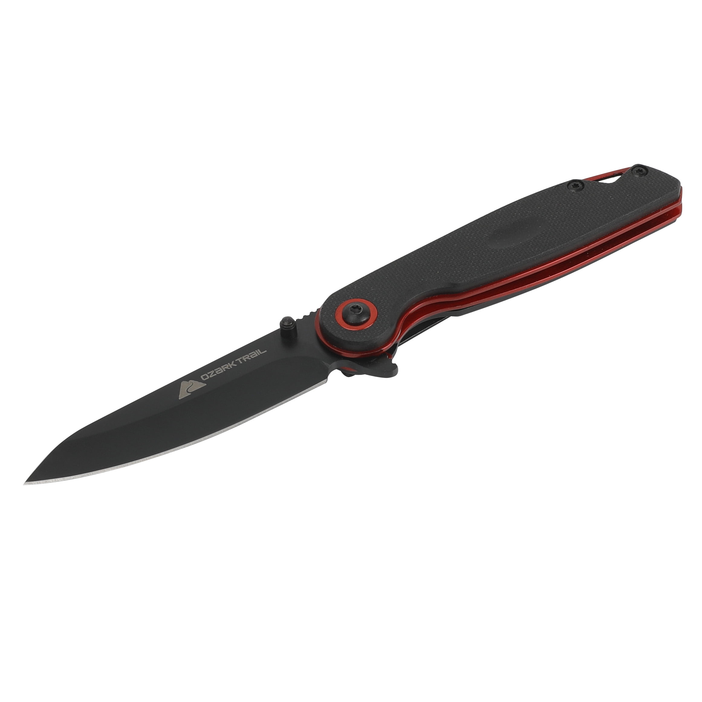 Ozark Trail Fathom 7 inch Folding Knife, Drop Point Blade, Black Handle