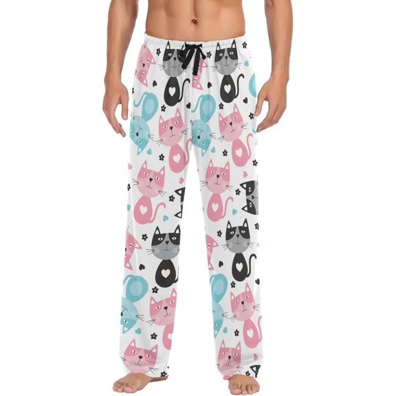 GZHJMY Cat Pajama Pants for Men, Lounge Pants Lightweight Men Pajama Bottoms with Drawstring Pockets, Christmas New Year Birthday Gifts, X-Large