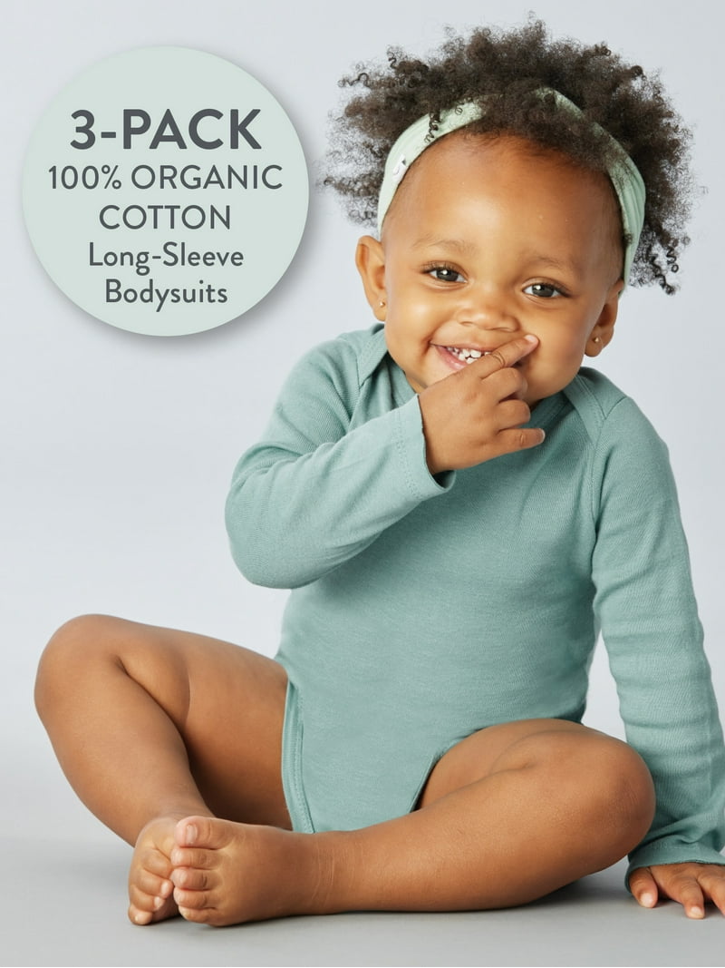 Honest Baby Clothing Organic Cotton Long Sleeve Bodysuits 3 Pack