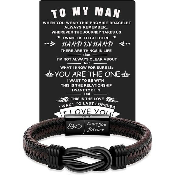 Fathers Day Gift for Him Mens Bracelet To My Man Leather Bracelet I Love You Gift Mens Birthday Gift Husband Boyfriend Couple Mens