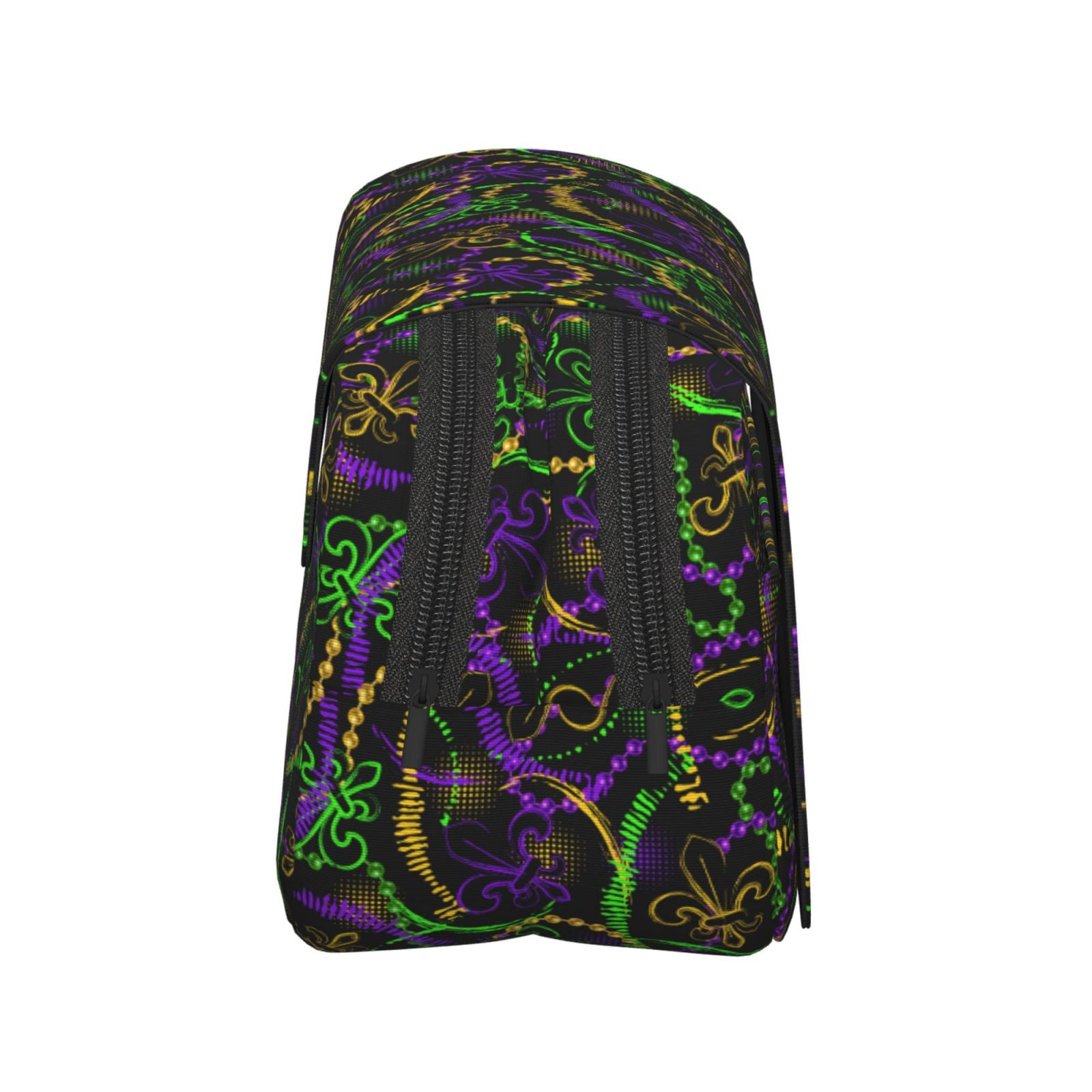 Rateoe Neon Mardi Gras Pattern Double Clamshell Pen Case, Storage Organizer with Two Zipper Compartments– Holds Up to 50 Pencils & Pens