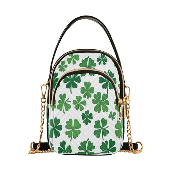 Women's Crossbody Handbags Shoulder Handbag Multi Pocket Crossbody Bag Shamrock Pattern