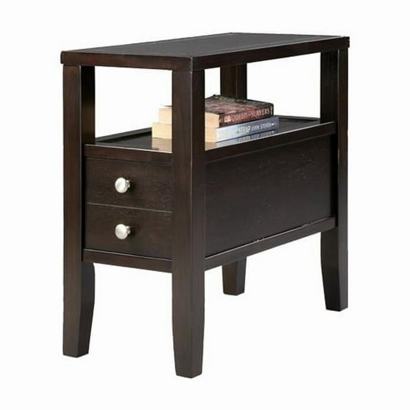 HomeRoots 469015 24 x 12 x 24 in. Brown Solid Wood Rectangular End Table with Two Drawers