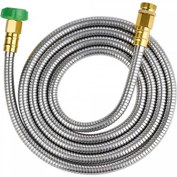 ACDANC 5/8 in. Dia x 10 ft. 304 Stainless Steel Short Garden Hose with Female to Male Metal Connector,Anti-Leakage Kink Free