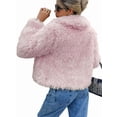 thumbnail image 3 of Female Faux Fur Coat Cropped Lapel Fur Jacket Long Sleeve Open Front Parka Outerwear Pink M, 3 of 7