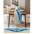 thumbnail image 3 of ERUNPONLY Blue Waves Coastal Table Runner - 120 Inch Long Summer Beach Nautical Ocean Sea Cotton and Linen Blended Dress Scarves Farmhouse Table Runner for Kitchen Dining, Coffee Table, 13"x120", 3 of 8
