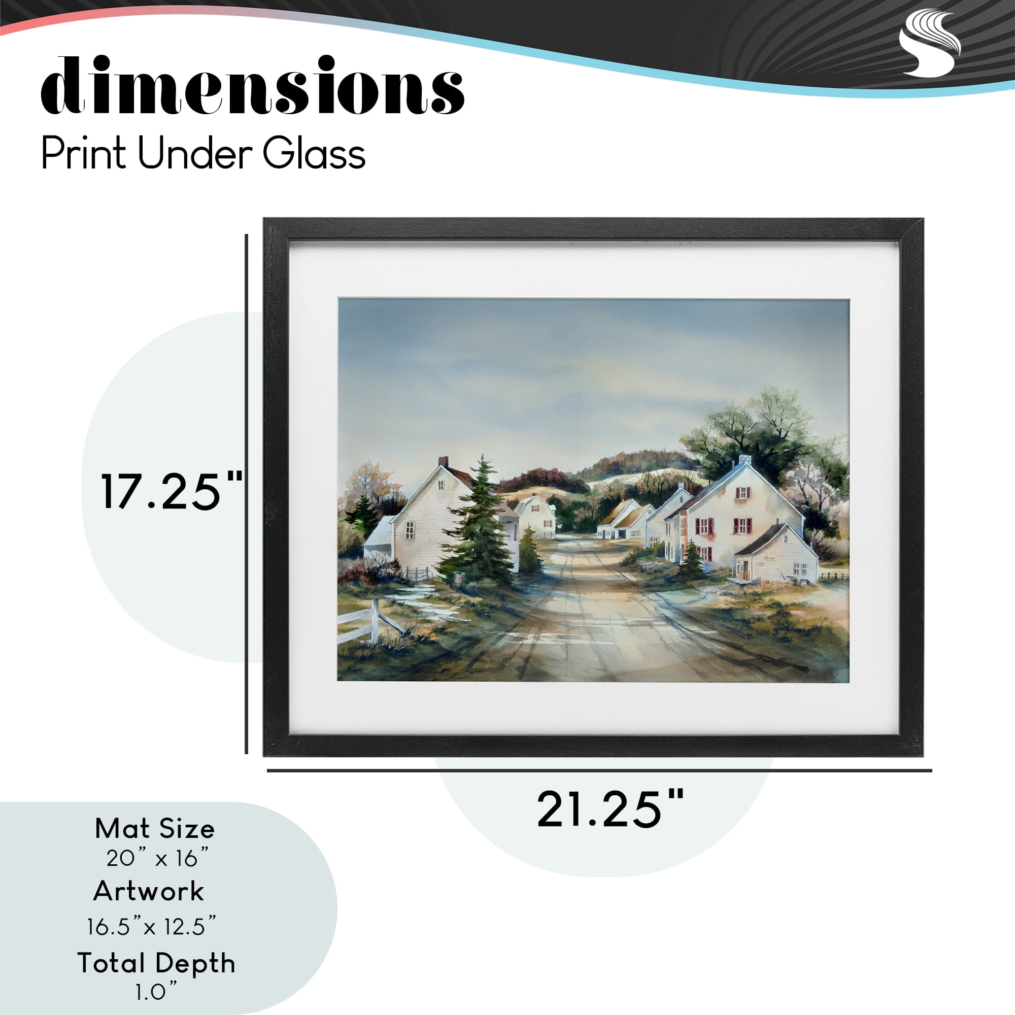 Stupell Industries Tranquil Village Road & Houses Black Framed Print Under Glass, design by Owen Wexler