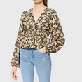 thumbnail image 2 of Moda de mujer Otoño Invierno Sólido Manga larga Manga linterna Cuello en V Cintura Tops Fridja  bvmnju3767, 2 of 6