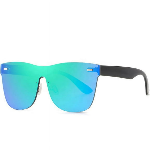Rimless Mirrored Lens One Piece Sunglasses UV400 Protection for Men and Women