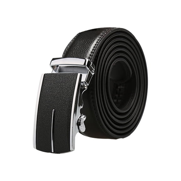 CINTURÓN DE CUERO DE NEGOCIO PARA HOMBRE CON HEBILLA AUTOMÁTICA Y RATÁN NEGRO-STRIPE 58 5/8-61 3/8