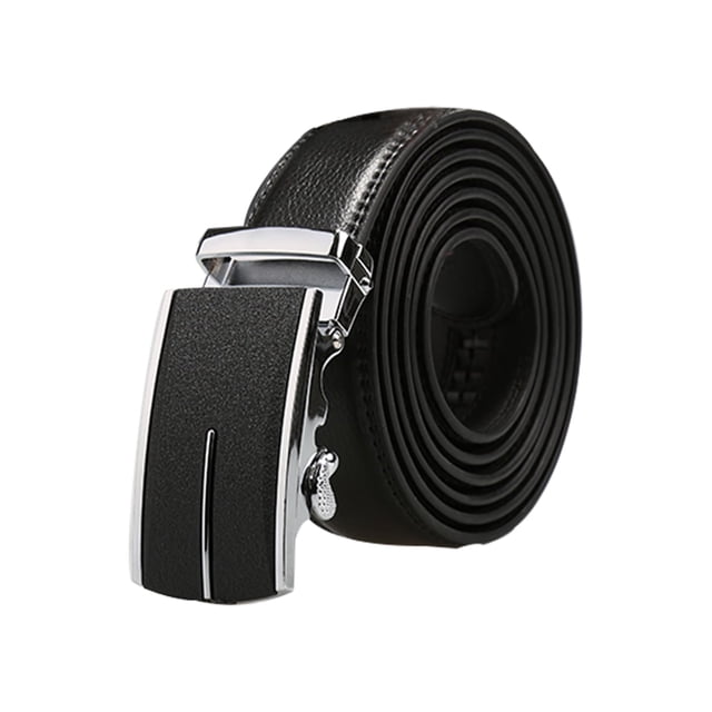 CINTURÓN DE CUERO DE NEGOCIO PARA HOMBRE CON HEBILLA AUTOMÁTICA Y RATÁN NEGRO-STRIPE 58 5/8-61 3/8