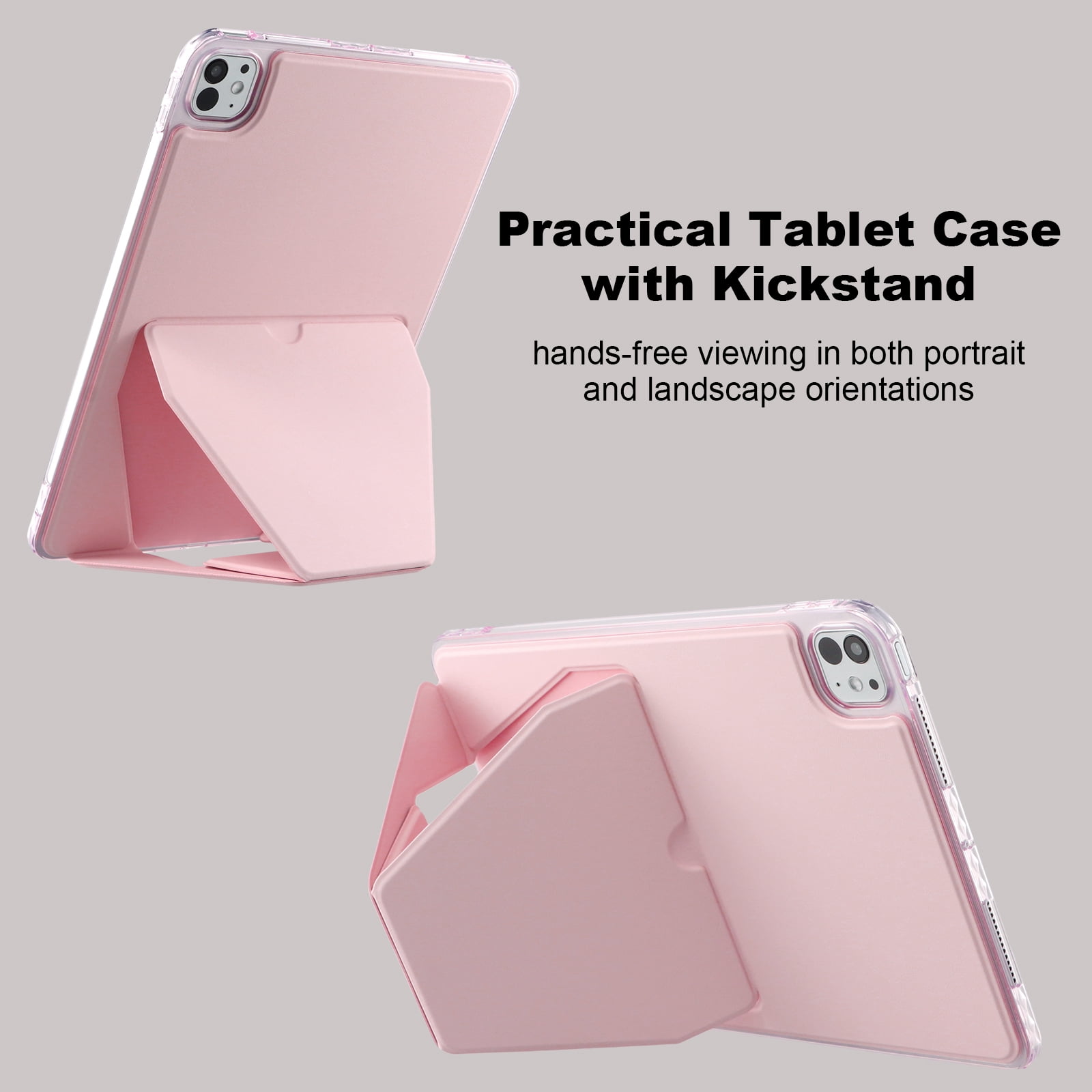 TECH CIRCLE For Apple iPad Pro 13-Inch (M4/M5) 2024/2025 Release Slim PU Leather Back Cover Case with Kickstand, Lightweight Protective Scratch Resistant Stylish Thin Case, 04 Pink